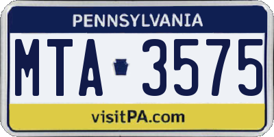 PA license plate MTA3575