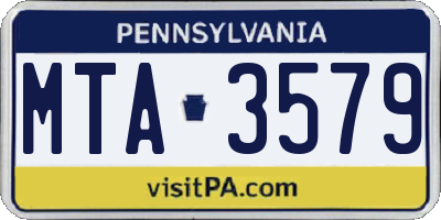 PA license plate MTA3579