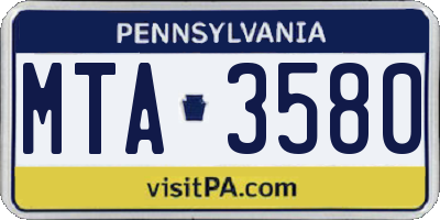 PA license plate MTA3580