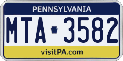 PA license plate MTA3582