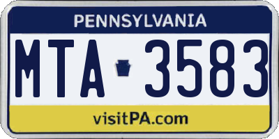 PA license plate MTA3583