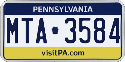 PA license plate MTA3584