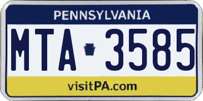 PA license plate MTA3585
