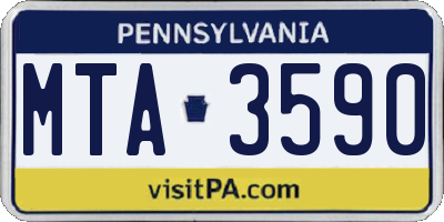 PA license plate MTA3590