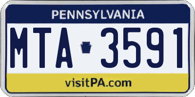 PA license plate MTA3591