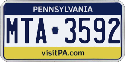 PA license plate MTA3592