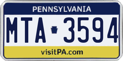 PA license plate MTA3594