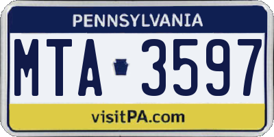 PA license plate MTA3597