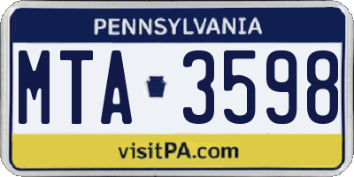 PA license plate MTA3598
