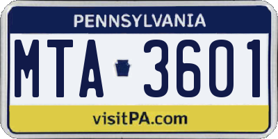 PA license plate MTA3601