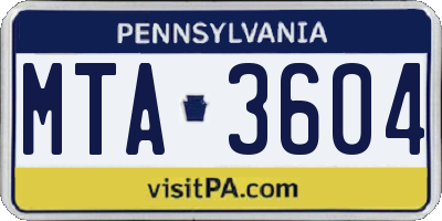 PA license plate MTA3604