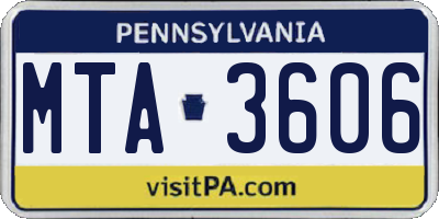 PA license plate MTA3606