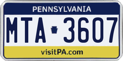 PA license plate MTA3607