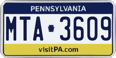 PA license plate MTA3609
