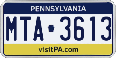 PA license plate MTA3613