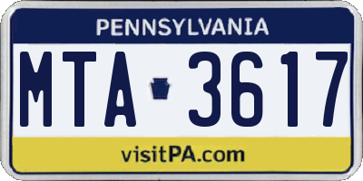 PA license plate MTA3617