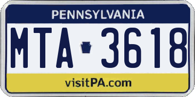 PA license plate MTA3618