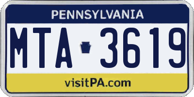 PA license plate MTA3619