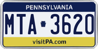 PA license plate MTA3620