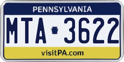 PA license plate MTA3622
