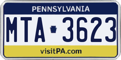 PA license plate MTA3623