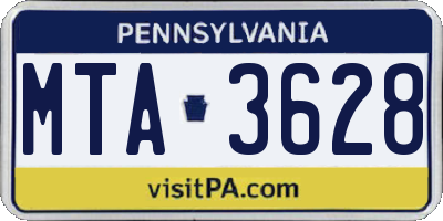 PA license plate MTA3628