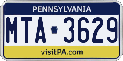 PA license plate MTA3629
