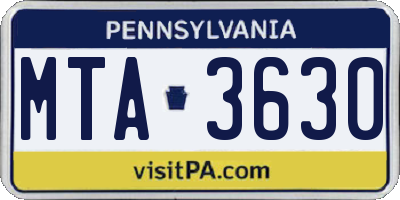 PA license plate MTA3630