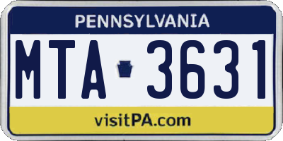PA license plate MTA3631