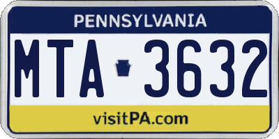 PA license plate MTA3632