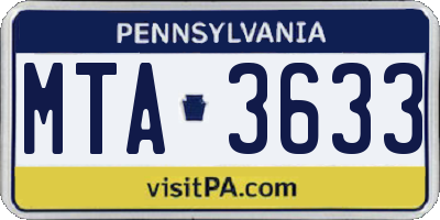 PA license plate MTA3633