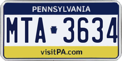 PA license plate MTA3634