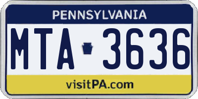 PA license plate MTA3636