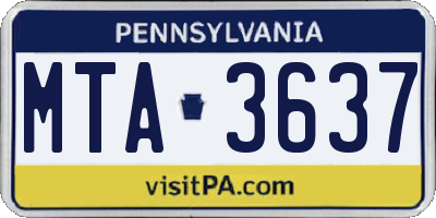 PA license plate MTA3637
