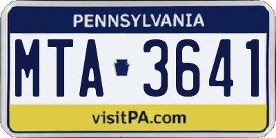 PA license plate MTA3641