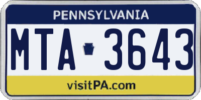 PA license plate MTA3643