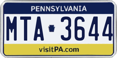 PA license plate MTA3644