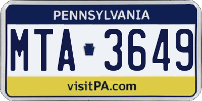 PA license plate MTA3649