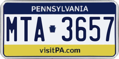 PA license plate MTA3657