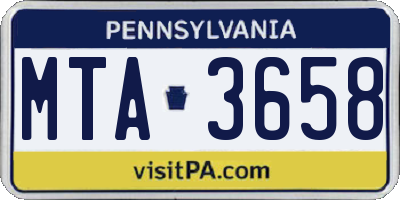 PA license plate MTA3658
