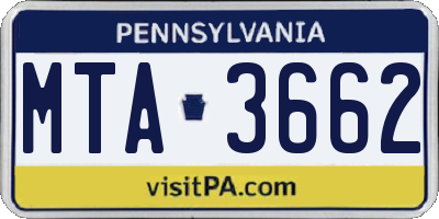 PA license plate MTA3662