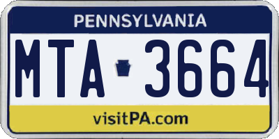 PA license plate MTA3664