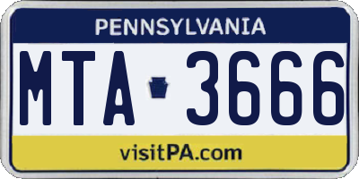 PA license plate MTA3666