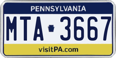 PA license plate MTA3667