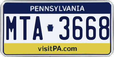PA license plate MTA3668