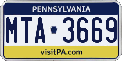 PA license plate MTA3669