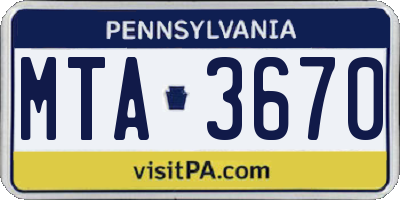 PA license plate MTA3670