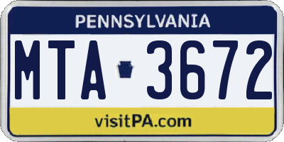 PA license plate MTA3672