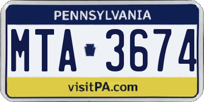 PA license plate MTA3674