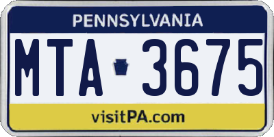 PA license plate MTA3675